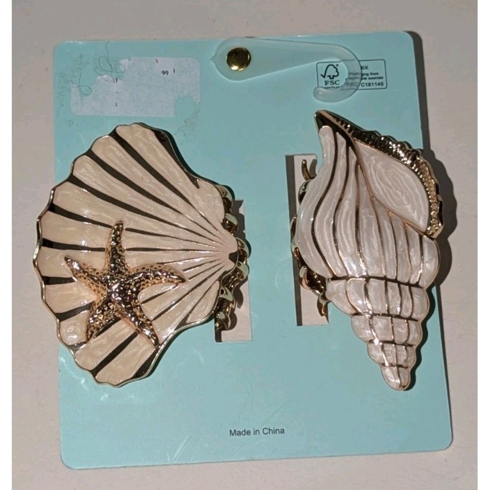 Piper K Seashell Concha Starfish Clam Shell Hair Claws Claw Clip Set Of 2 Clips - Picture 4 of 5